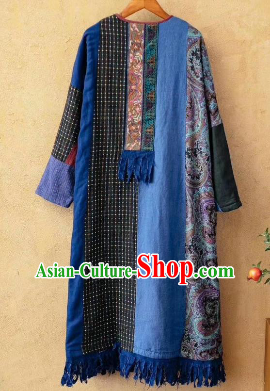China Tang Suit Blue Flax Overcoat National Women Dust Coat Traditional Embroidered Costume China Tang Suit Blue Flax Overcoat National Women Dust Coat Traditional Embroidered Costume