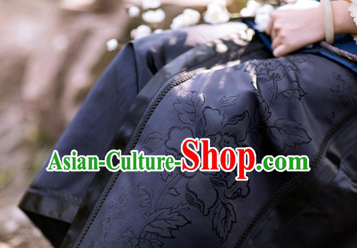 Chinese National Skirt Traditional Costume Noble Woman Black Satin Bust Skirt Chinese National Skirt Traditional Costume Noble Woman Black Satin Bust Skirt
