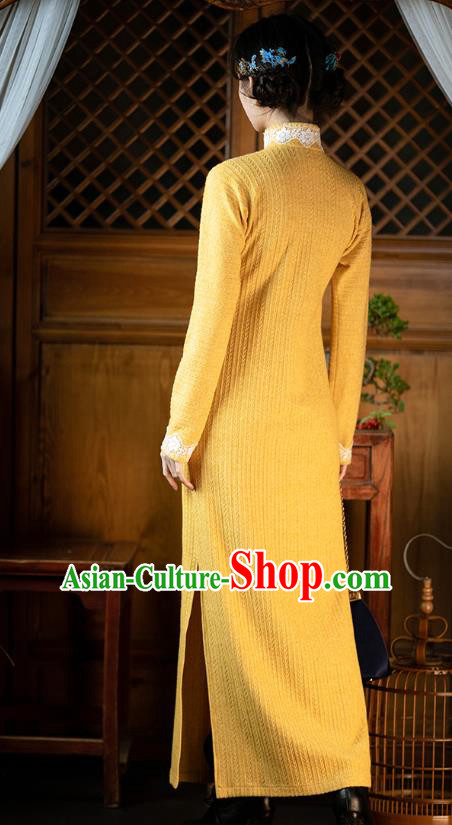 Chinese Classical Yellow Qipao Dress National Cheongsam Traditional Women Costume Chinese Classical Yellow Qipao Dress National Cheongsam Traditional Women Costume