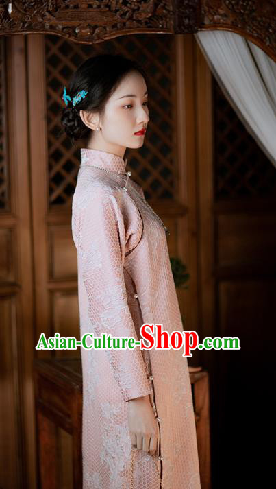 Chinese Classical Pink Qipao Dress National Cheongsam Traditional Women Embroidered Costume Chinese Classical Pink Qipao Dress National Cheongsam Traditional Women Embroidered Costume
