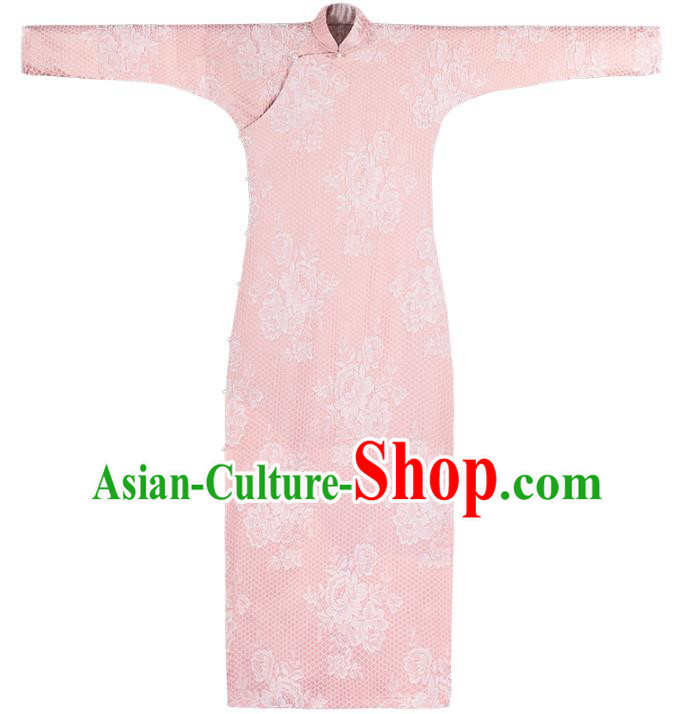 Chinese Classical Pink Qipao Dress National Cheongsam Traditional Women Embroidered Costume Chinese Classical Pink Qipao Dress National Cheongsam Traditional Women Embroidered Costume