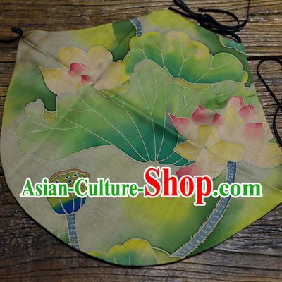 Chinese Classical Lotus Pattern Bellyband Traditional Green Silk Stomachers Costume