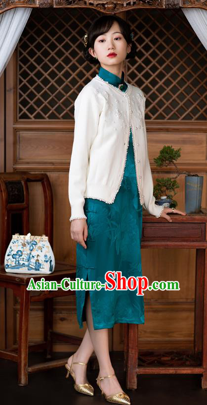 Republic of China Deep Green Silk Qipao Dress Traditional National Costume Asian Classical Cheongsam Republic of China Deep Green Silk Qipao Dress Traditional National Costume Asian Classical Cheongsam