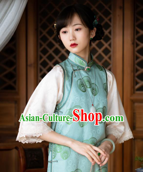 Republic of China Light Green Silk Qipao Dress Traditional National Costume Asian Classical Cheongsam Republic of China Light Green Silk Qipao Dress Traditional National Costume Asian Classical Cheongsam