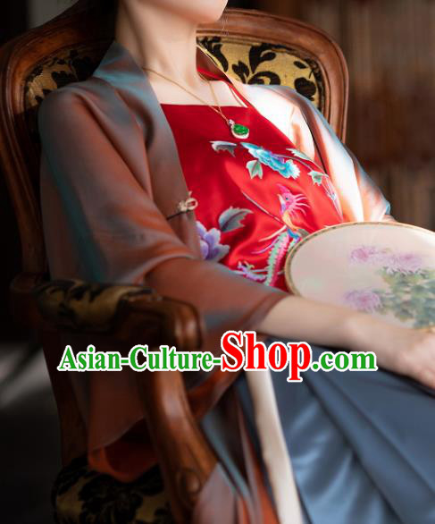 Chinese Classical Bellyband Traditional Embroidered Phoenix Peony Red Silk Stomachers Costume Chinese Classical Bellyband Traditional Embroidered Phoenix Peony Red Silk Stomachers Costume