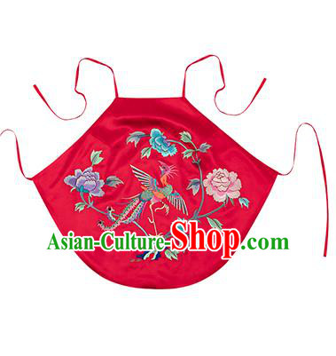Chinese Classical Bellyband Traditional Embroidered Phoenix Peony Red Silk Stomachers Costume Chinese Classical Bellyband Traditional Embroidered Phoenix Peony Red Silk Stomachers Costume