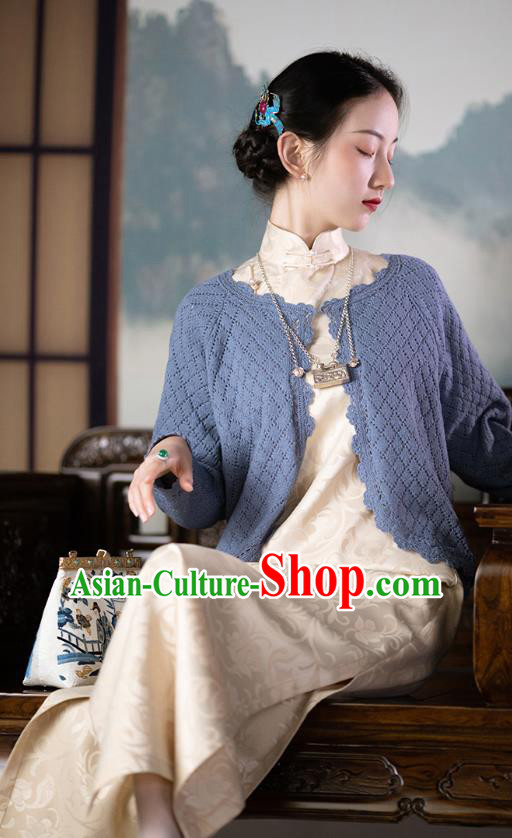 Republic of China Champagne Silk Qipao Dress Chinese Traditional Costume National Cheongsam Republic of China Champagne Silk Qipao Dress Chinese Traditional Costume National Cheongsam
