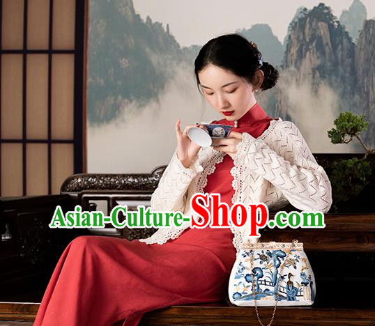 Republic of China Traditional Costume National Silk Cheongsam Mangenta Qipao Dress Republic of China Traditional Costume National Silk Cheongsam Mangenta Qipao Dress