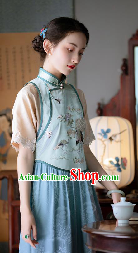 Chinese Classical Embroidered Light Green Dress Traditional National Costume Women Cheongsam Chinese Classical Embroidered Light Green Dress Traditional National Costume Women Cheongsam