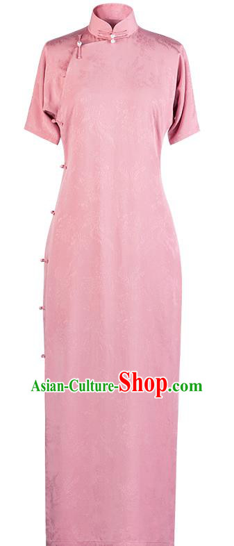 Chinese National Costume Classical Pink Qipao Dress Traditional Women Cheongsam Chinese National Costume Classical Pink Qipao Dress Traditional Women Cheongsam