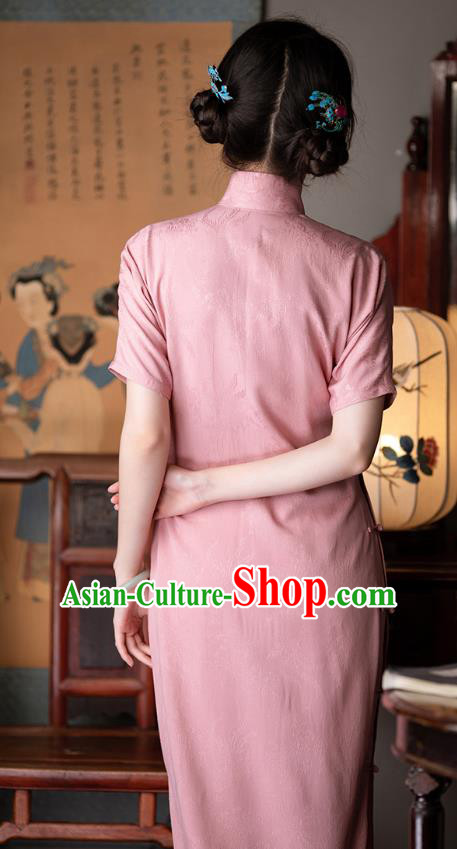 Chinese National Costume Classical Pink Qipao Dress Traditional Women Cheongsam Chinese National Costume Classical Pink Qipao Dress Traditional Women Cheongsam