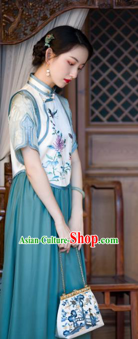 Chinese Traditional Embroidered Qipao Dress Silk Cheongsam Women Classical National Costume Chinese Traditional Embroidered Qipao Dress Silk Cheongsam Women Classical National Costume