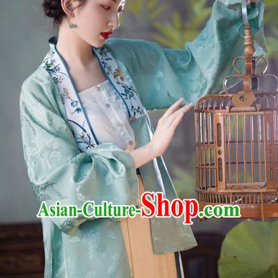 Chinese Traditional Clothing Classical Light Green Shirt Tang Suit Upper Outer Garment National Jacket for Women