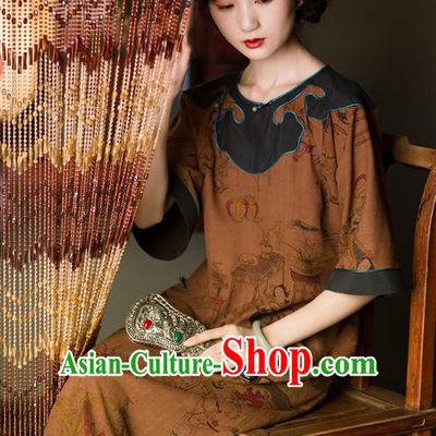Chinese Traditional Silk Qipao Dress National Women Costume Classical Palace Lady Pattern Cheongsam