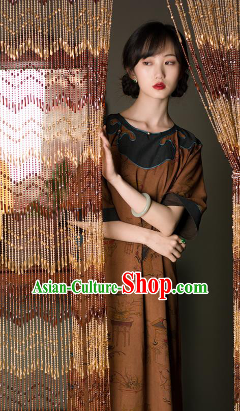 Chinese Traditional Silk Qipao Dress National Women Costume Classical Palace Lady Pattern Cheongsam Chinese Traditional Silk Qipao Dress National Women Costume Classical Palace Lady Pattern Cheongsam