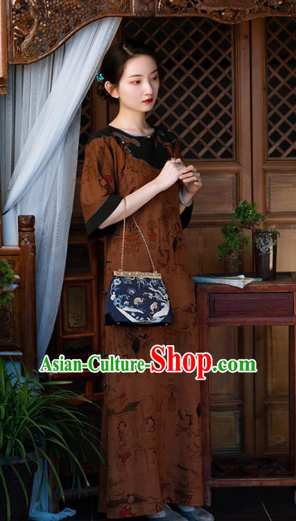 Chinese Traditional Silk Qipao Dress National Women Costume Classical Palace Lady Pattern Cheongsam Chinese Traditional Silk Qipao Dress National Women Costume Classical Palace Lady Pattern Cheongsam