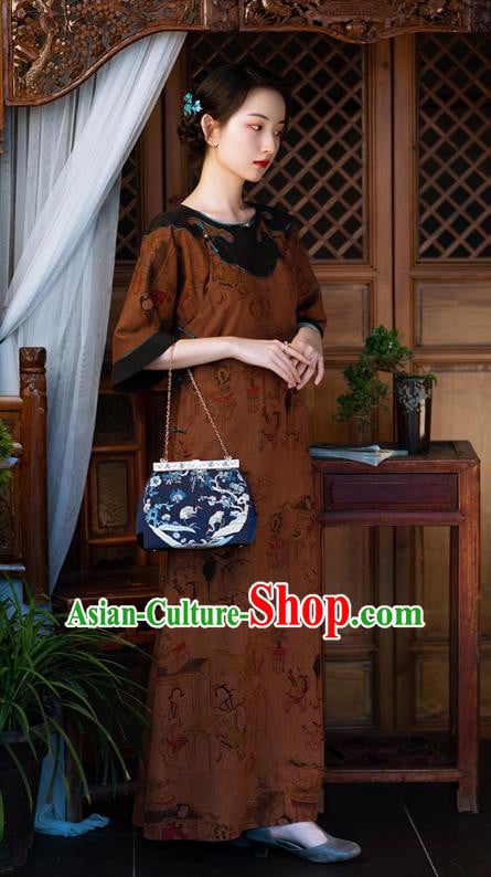Chinese Traditional Silk Qipao Dress National Women Costume Classical Palace Lady Pattern Cheongsam Chinese Traditional Silk Qipao Dress National Women Costume Classical Palace Lady Pattern Cheongsam