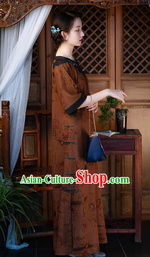 Chinese Traditional Silk Qipao Dress National Women Costume Classical Palace Lady Pattern Cheongsam Chinese Traditional Silk Qipao Dress National Women Costume Classical Palace Lady Pattern Cheongsam