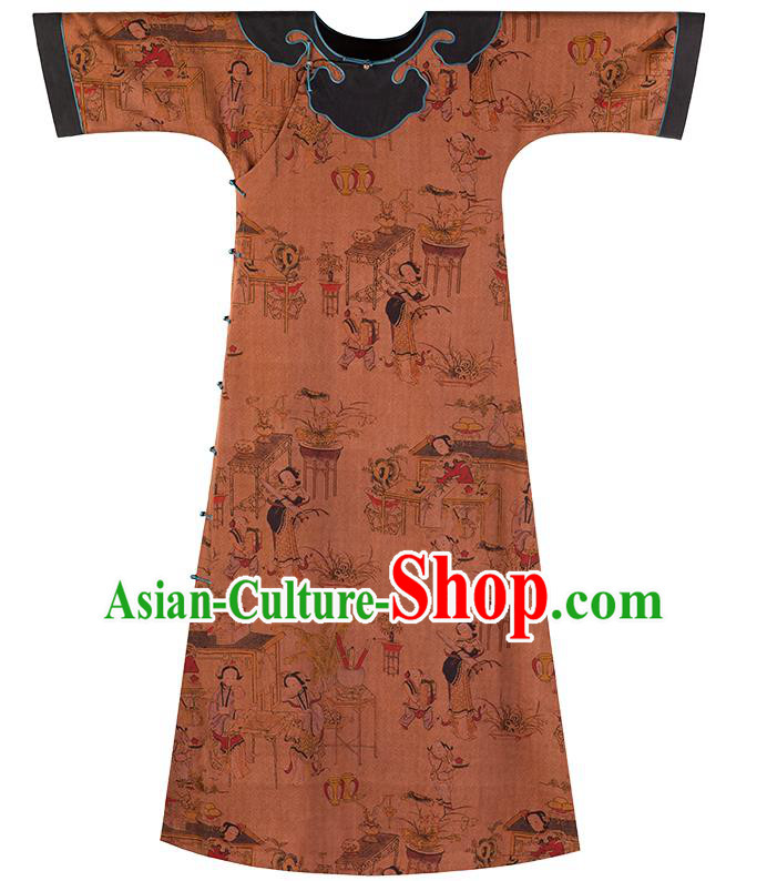 Chinese Traditional Silk Qipao Dress National Women Costume Classical Palace Lady Pattern Cheongsam Chinese Traditional Silk Qipao Dress National Women Costume Classical Palace Lady Pattern Cheongsam