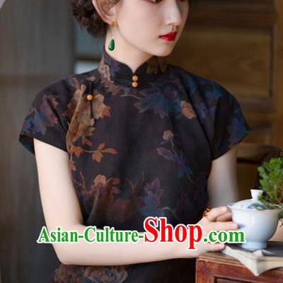 Chinese National Women Dress Classical Silk Cheongsam Traditional Qipao Costume
