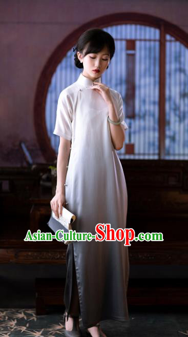 Chinese Traditional Qipao National Women Dress Classical Gradient Silk Cheongsam Costume Chinese Traditional Qipao National Women Dress Classical Gradient Silk Cheongsam Costume