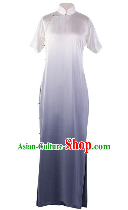 Chinese Traditional Qipao National Women Dress Classical Gradient Silk Cheongsam Costume Chinese Traditional Qipao National Women Dress Classical Gradient Silk Cheongsam Costume