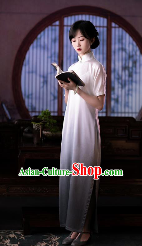 Chinese Traditional Qipao National Women Dress Classical Gradient Silk Cheongsam Costume Chinese Traditional Qipao National Women Dress Classical Gradient Silk Cheongsam Costume