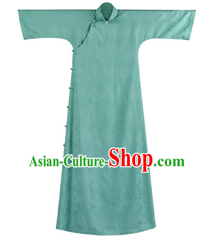 Chinese Traditional Women Cheongsam Costume National Classical Green Silk Qipao Dress Chinese Traditional Women Cheongsam Costume National Classical Green Silk Qipao Dress