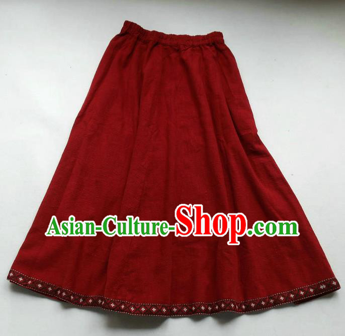 Chinese Retro Dark Red Skirt Traditional Women Clothing National Embroidered Peony Bust Skirt Chinese Retro Dark Red Skirt Traditional Women Clothing National Embroidered Peony Bust Skirt