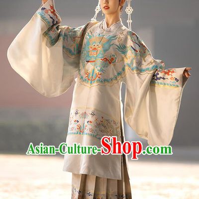 Traditional China Ming Dynasty Imperial Mistress Clothing Ancient Hanfu Dress Long Robe and Skirt Full Set