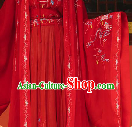 Traditional China Song Dynasty Wedding Clothing Ancient Royal Princess Embroidered Red Hanfu Dress Traditional China Song Dynasty Wedding Clothing Ancient Royal Princess Embroidered Red Hanfu Dress