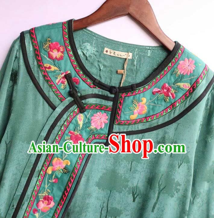 Chinese National Green Qipao Dress Women Traditional Embroidered Classical Cheongsam Clothing Chinese National Green Qipao Dress Women Traditional Embroidered Classical Cheongsam Clothing