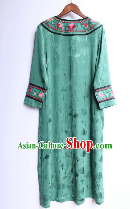 Chinese National Green Qipao Dress Women Traditional Embroidered Classical Cheongsam Clothing Chinese National Green Qipao Dress Women Traditional Embroidered Classical Cheongsam Clothing