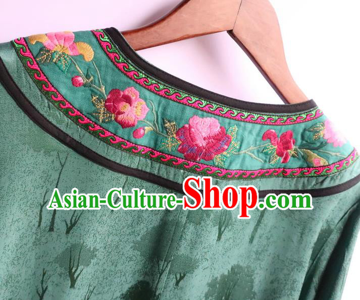 Chinese National Green Qipao Dress Women Traditional Embroidered Classical Cheongsam Clothing Chinese National Green Qipao Dress Women Traditional Embroidered Classical Cheongsam Clothing