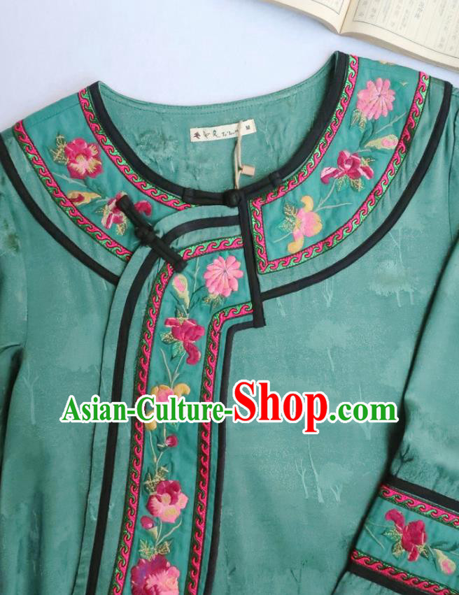 Chinese National Green Qipao Dress Women Traditional Embroidered Classical Cheongsam Clothing Chinese National Green Qipao Dress Women Traditional Embroidered Classical Cheongsam Clothing