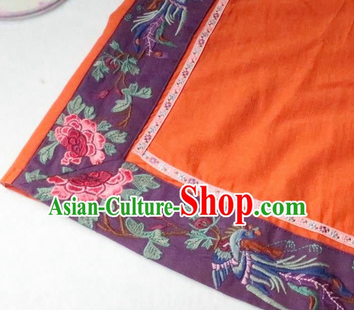 Chinese National Orange Flax Qipao Dress Embroidered Costume Women Traditional Cheongsam Clothing Chinese National Orange Flax Qipao Dress Embroidered Costume Women Traditional Cheongsam Clothing