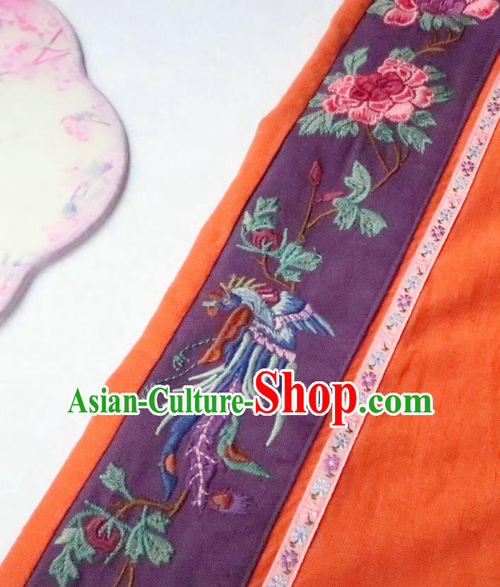 Chinese National Orange Flax Qipao Dress Embroidered Costume Women Traditional Cheongsam Clothing Chinese National Orange Flax Qipao Dress Embroidered Costume Women Traditional Cheongsam Clothing