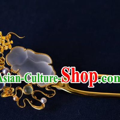Handmade China Ming Dynasty Court Gilding Hair Accessories Ancient Princess Osmanthus Rabbit Hairpin