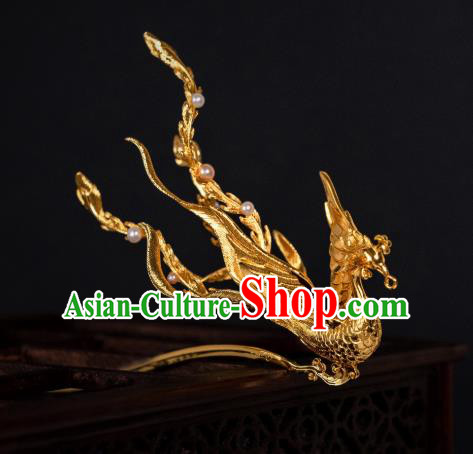 China Ancient Palace Gilding Phoenix Hairpin Ming Dynasty Queen Hair Accessories Hair Stick China Ancient Palace Gilding Phoenix Hairpin Ming Dynasty Queen Hair Accessories Hair Stick