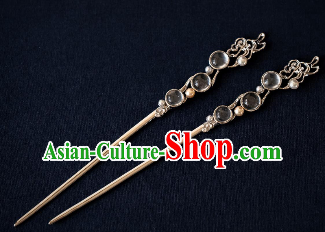 China Ancient Crystal Hair Stick Cloud Hair Accessories Traditional Tang Dynasty Hairpin China Ancient Crystal Hair Stick Cloud Hair Accessories Traditional Tang Dynasty Hairpin