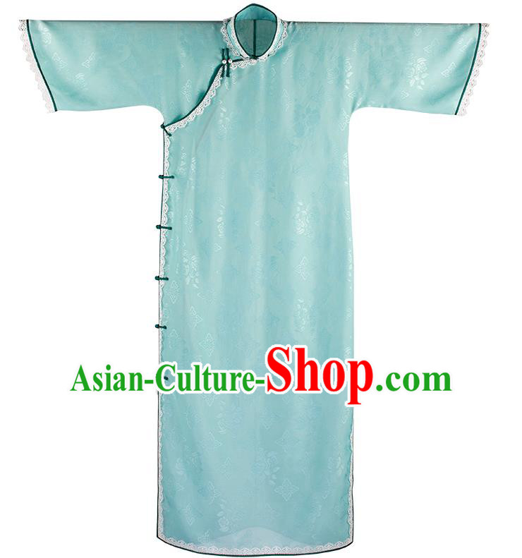 China Classical Cheongsam Costume National Women Dress Traditional Light Blue Silk Qipao China Classical Cheongsam Costume National Women Dress Traditional Light Blue Silk Qipao