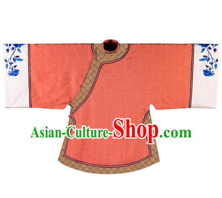 Chinese Ming Dynasty Noble Women Orange Silk Long Gown Ancient Mistress Clothing Chinese Ming Dynasty Noble Women Orange Silk Long Gown Ancient Mistress Clothing