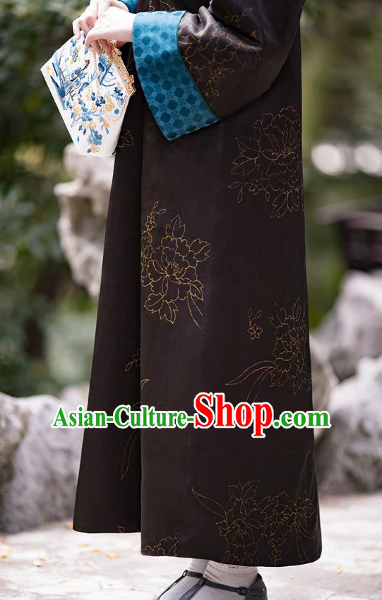 China Traditional Black Silk Qipao Costume Classical Cheongsam National Women Dress China Traditional Black Silk Qipao Costume Classical Cheongsam National Women Dress
