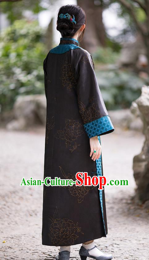 China Traditional Black Silk Qipao Costume Classical Cheongsam National Women Dress China Traditional Black Silk Qipao Costume Classical Cheongsam National Women Dress