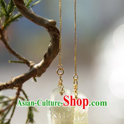 Chinese Classical Jade Earrings Traditional Handmade Ear Accessories