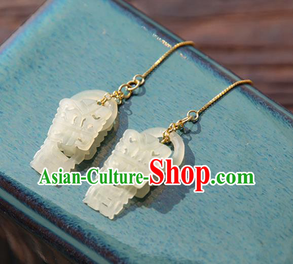 Chinese Classical Jade Earrings Traditional Handmade Ear Accessories Chinese Classical Jade Earrings Traditional Handmade Ear Accessories