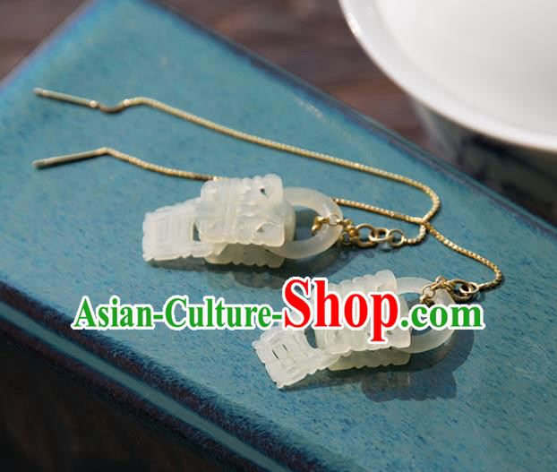 Chinese Classical Jade Earrings Traditional Handmade Ear Accessories Chinese Classical Jade Earrings Traditional Handmade Ear Accessories