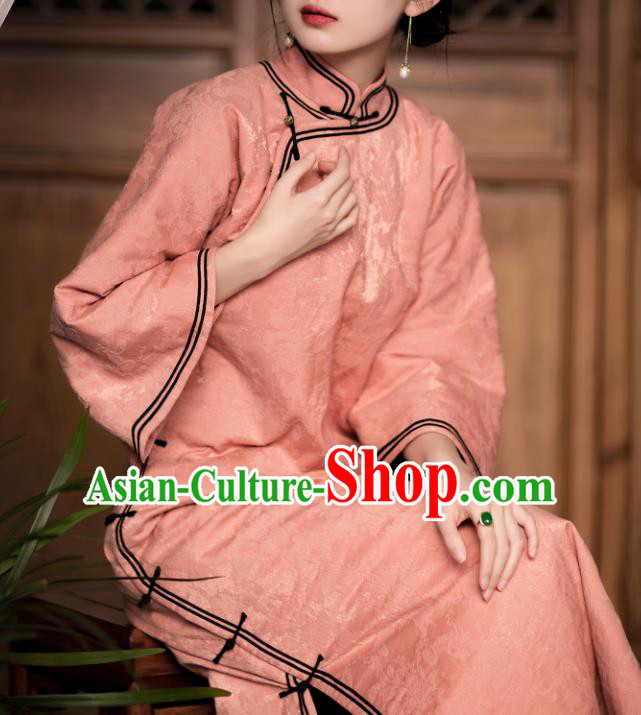 China National Women Dress Classical Cheongsam Traditional Pink Silk Qipao Costume China National Women Dress Classical Cheongsam Traditional Pink Silk Qipao Costume