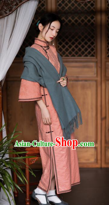 China National Women Dress Classical Cheongsam Traditional Pink Silk Qipao Costume China National Women Dress Classical Cheongsam Traditional Pink Silk Qipao Costume