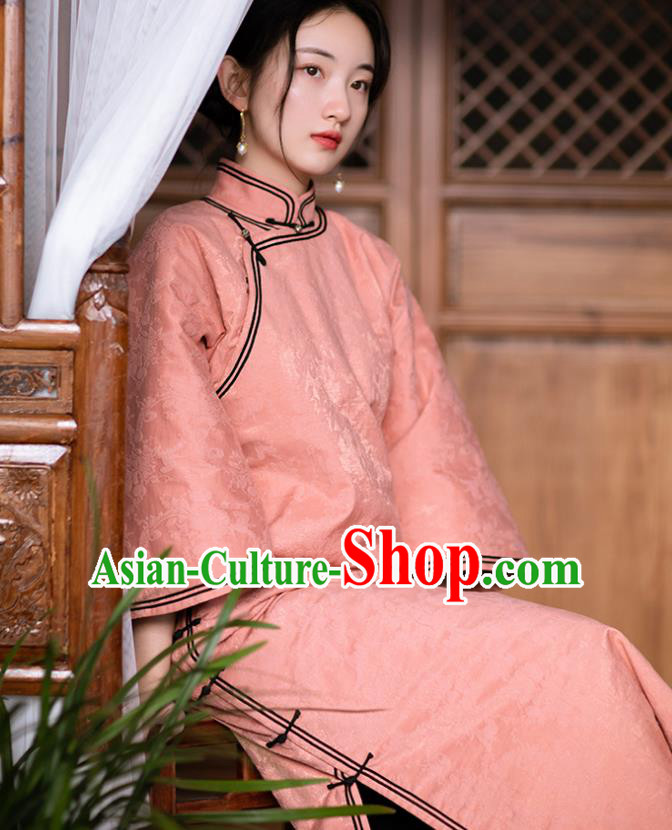 China National Women Dress Classical Cheongsam Traditional Pink Silk Qipao Costume China National Women Dress Classical Cheongsam Traditional Pink Silk Qipao Costume